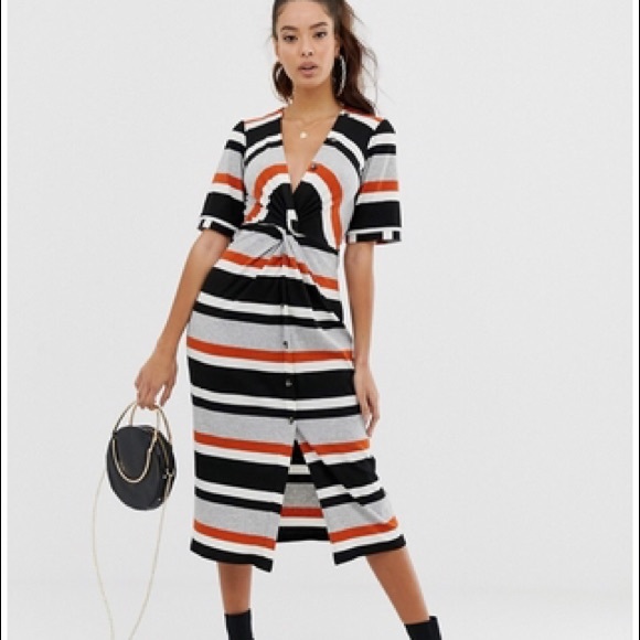 asos orange and white striped dress